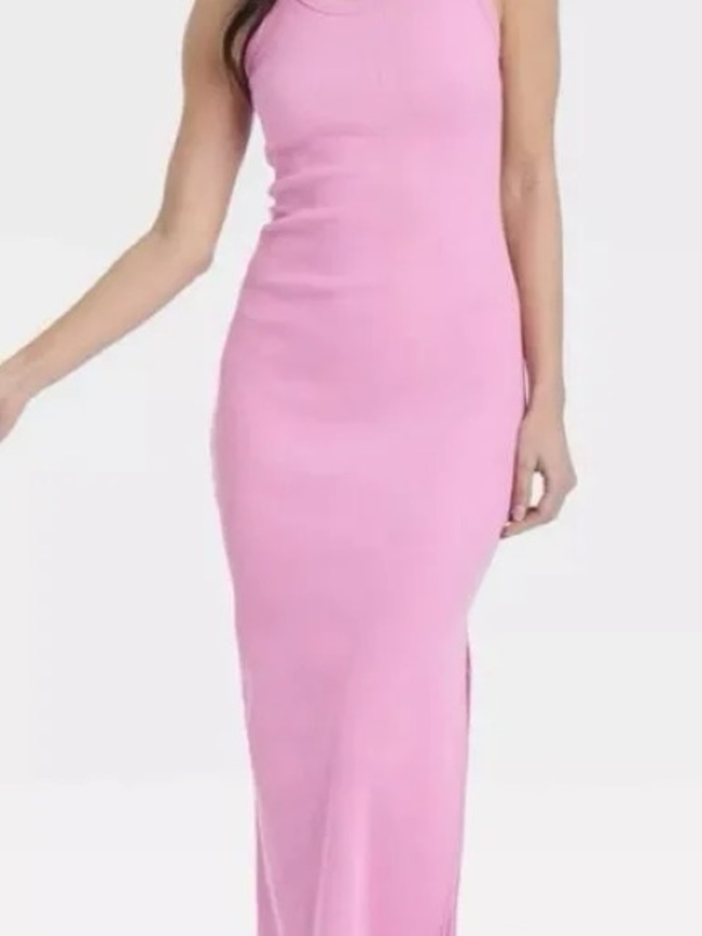 Form-Fitting Pink Sleeveless Maxi Dress